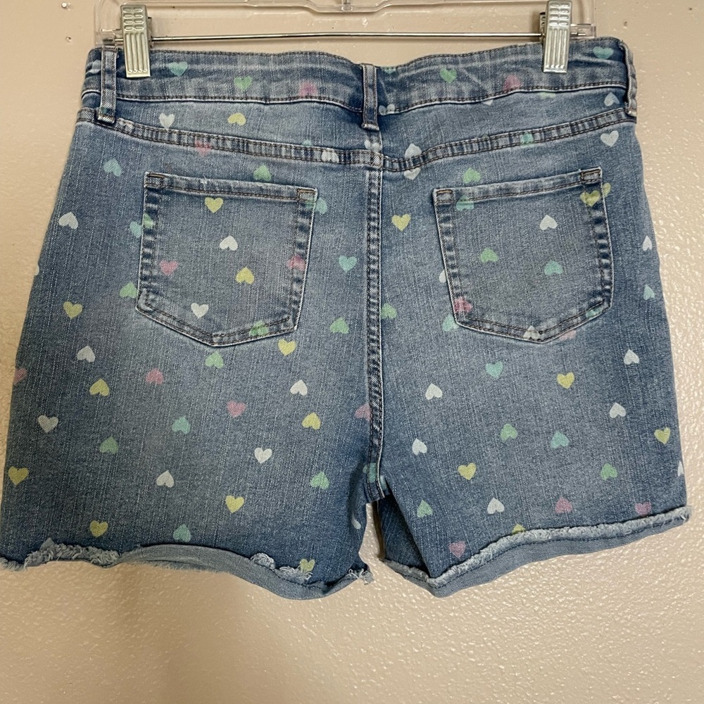 Cat & Jack Blue Heart Print Jean Shorts - Picture 3 of 14